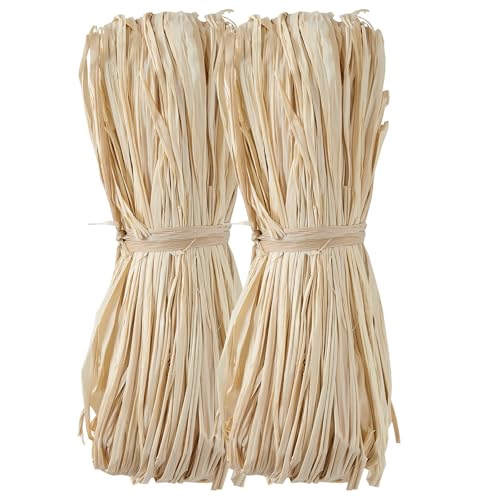 Natural Raffia Paper Ribbon for Crafts (2PCS)
