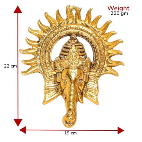Image of KridayKraft Metal Ganesha ji Statue,Ganpati Wall Hanging Sculpture Lord Ganesh Idol Lucky Feng Shui Wall Decor Your Home, Office,Religious Gift Article Decorative,Showpiece (GOLD, KIRAN GANESH)
