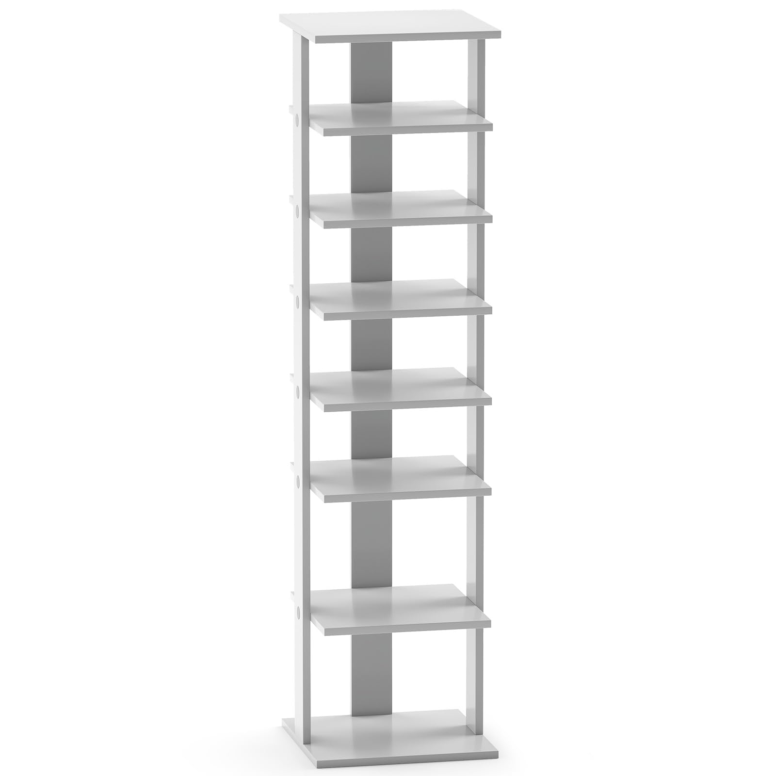CASART 7-Tier Shoe Rack, Shoe Storage Organizer Stand Shelf, Detachable Board Multiple Layers, Vertical Shoe Tower for Narrow Closet, Entryway, Hallway and Bedroom (Grey Oak, 27 x 26 x 110cm)