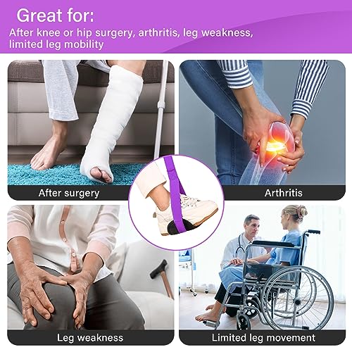 393939 long leg lifter strap with padded handgrips and feet looprigid leg lifter hipampknee replacement surgery recovery kitmobility aids foot lifter easily get in and out of bedcarwheelchair