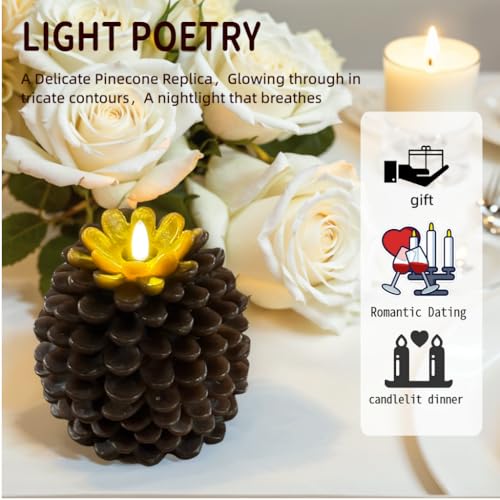 Image of Flameless Candle, Realistic Flickering Warm Glow LED Candle with 6-Hour Cycle Timer, Battery Operated for Romantic Ambiance & Holiday Decor（4 x 5.5 Inch）