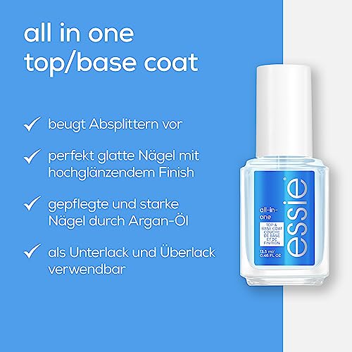 Foto von Essie Base/Top Coat all-in-one mit Argan-Öl, Unterlack und Überlack, Stärke und Glanz, Klar, 13,5 ml
