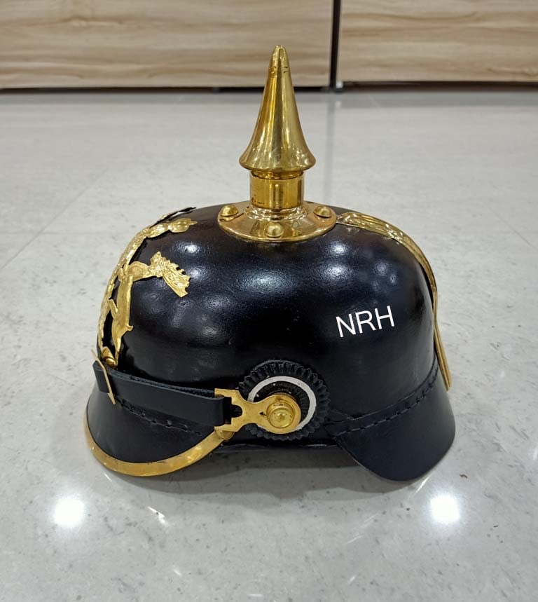 Nautical Replica Hub Wurttemberg Brass German Pickelhaube Imperial Prussian Helmet - Black Leather, 8X9X26 Inches - Image 4