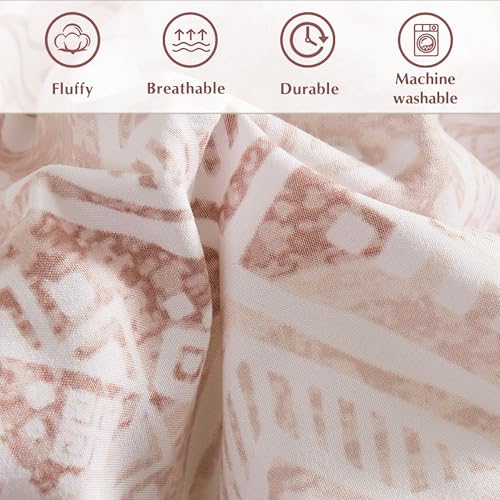 Geniospin Queen Comforter Set - 7 Pieces Reversible Bedding Set, Boho Bed in A Bag, Lightweight Soft Aztec Bedding, All Season Bed Comforter Set with Sheets, Pillowcases & Shams