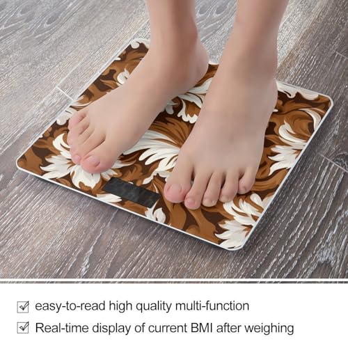 Báscula digital de baño con diseño marrón y blanco miniatura 5