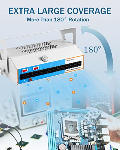 Image of Ionizing Air Blower Static Eliminator, Anti Static Ionizer Fan with Dual-Purpose Bracket, Industrial Esd Ionizer Fan for Widely Use (110V 60Hz)