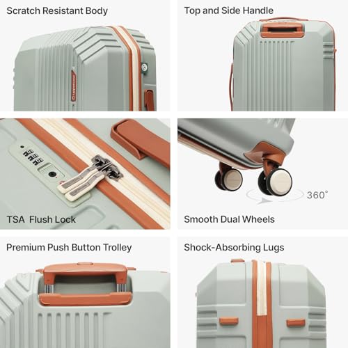 Image of uppercase Vector (Medium) 65cm, Check-in Sustainable Trolley Bag, Hardsided Anti-Scratch 8 Wheel Double Spinner Luggage, TSA Lock & Anti-Theft Zippers, Suitcase for Unisex, 2000 Days Warranty (Green)