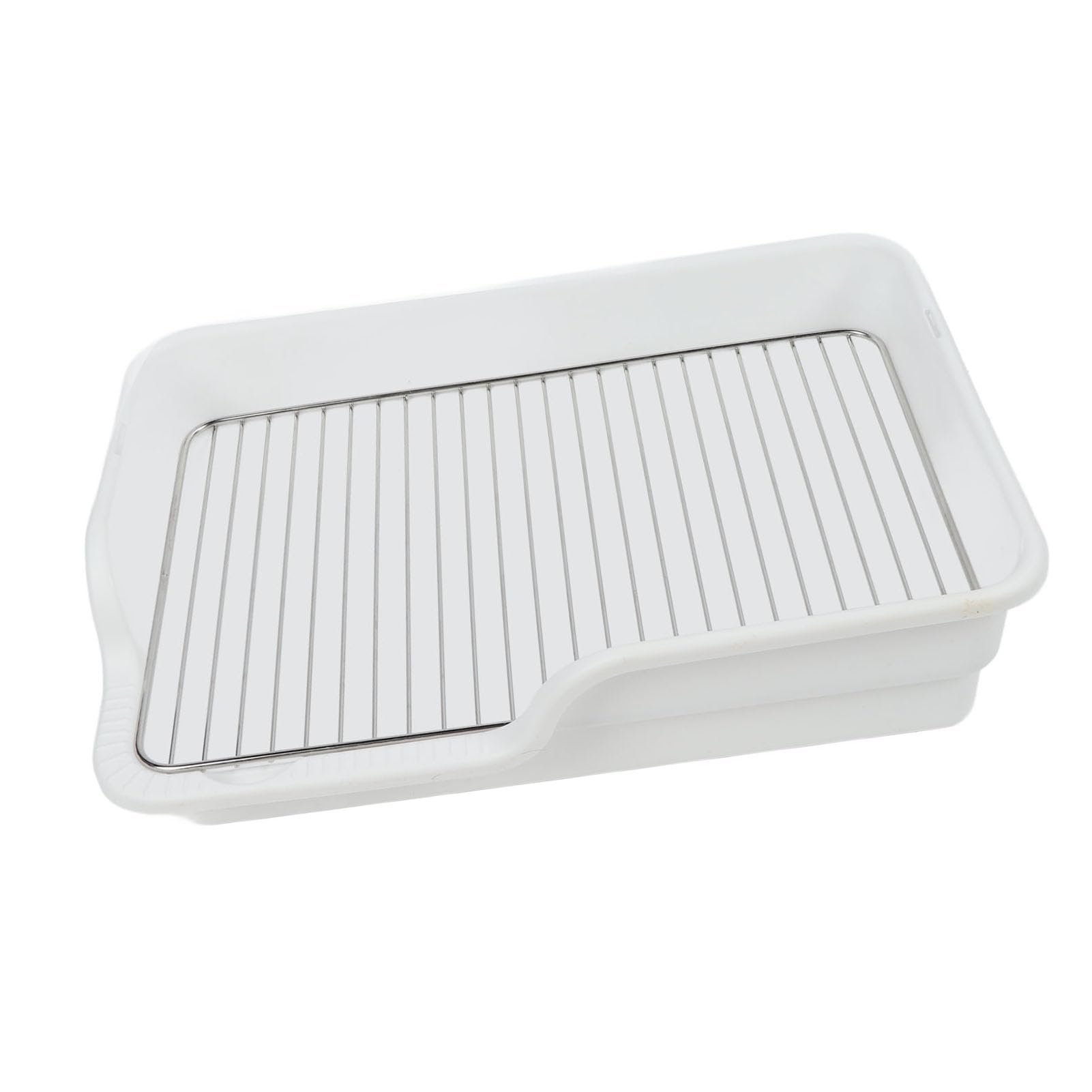 Bandeja higiénica para perros, inodoro de adiestramiento para perros pequeños y medianos, inodoro interior para mascotas con rejilla de acero inoxidable a prueba de derrames y (Blanca)