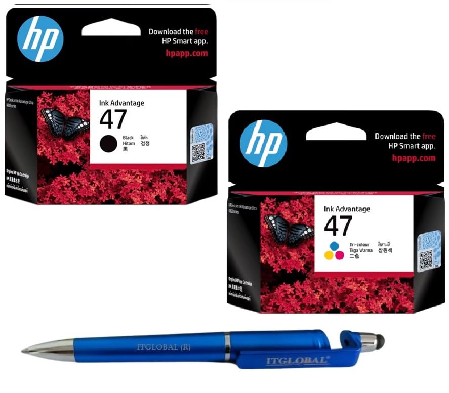 HP 47 Ink Cartridge (Black & Colour)(Set of2) with 3in1 Multi-Function Mobile Phone Stand, Stylus Pen, Anti-Metal Texture Rotating Ballpoint Pen (Very Colors) (B0CP7Y3NW2) Amazon Price History, Amazon Price Tracker