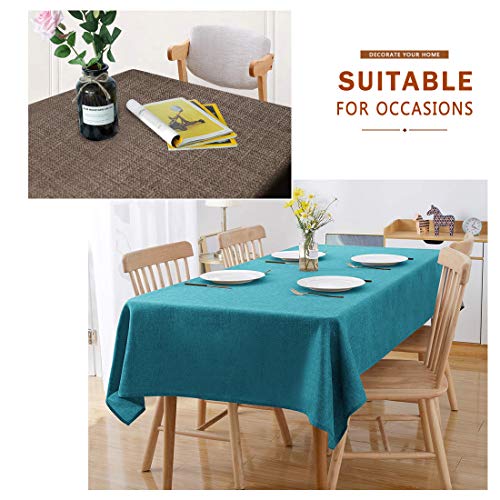 Tischdecke Abwaschbar Lakeblau 140 x 240 cm Leinenoptik Wasserdicht – Ansicht 5