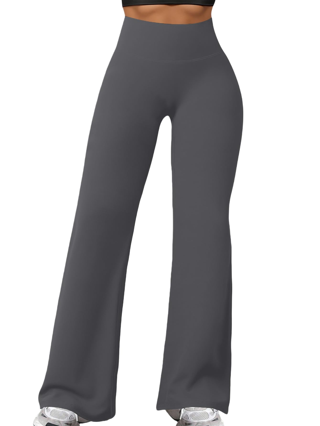 HBKT Workout Flare Leggings for Women Tummy Control Yoga Pants Hidden Scrunch High Waisted Seamless Gym Leggings for Yoga Workout Gym,Gray,S