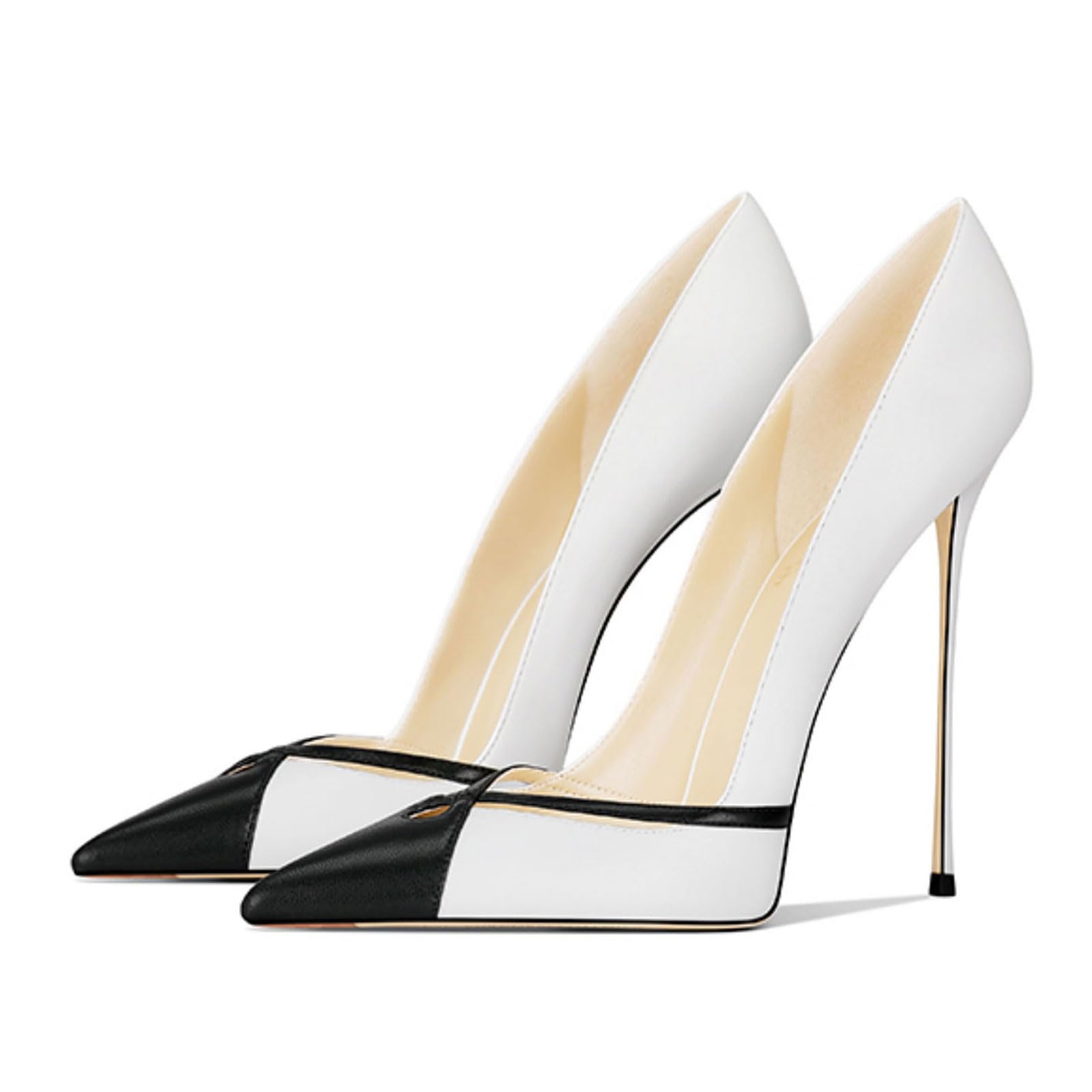 Tacchi Alti High Heels Donna Ritaglio Punta Chiusa Stiletto Slip On Porm Partito Abito Sposa Ufficio Scarpe 12cm