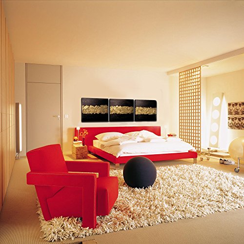 Sechars Elegance Canvas Wall Art Modern Handmade Oil Painting Black And Gold Abstract Artwork Wood Inside Framed Home Living Room Decoration Wall Hanging Art Set Of 3 #TOP3