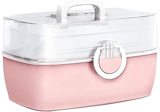 Gute Medicine Box per la conservazione sicura dei farmaci, pieghevole a 3 strati per la casa, kit di pronto soccorso, scatola portaoggetti portatile con coperchi per casa, all'aperto