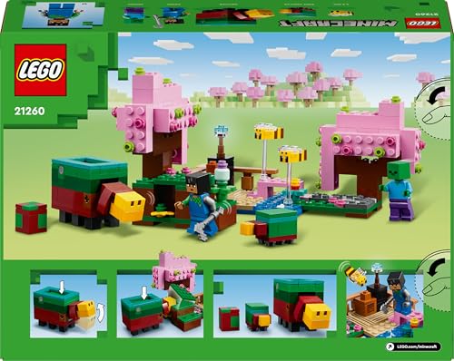 LEGO Minecraft Le Jardin des Cerisiers en Fleurs - Jeu de Construction avec Arbres, Figurine de Sunny, Abeilles & Mobs Dont Un Zombie - Cadeau pour Gamer, Garçon ou Fille dès 8 Ans 21260