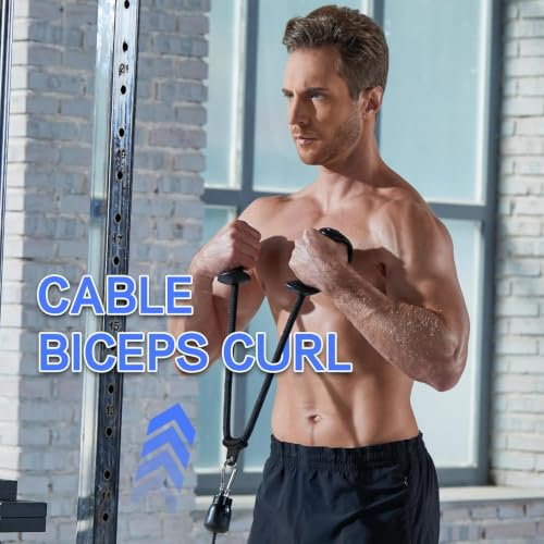 Image of GYMRAT Ergonomic Resistance Band Handles with 2 Carabiners, Heavy-Duty Exercise Handles for Home /Gym Workout Equipment (GYMRAT Black Bicep Rope)