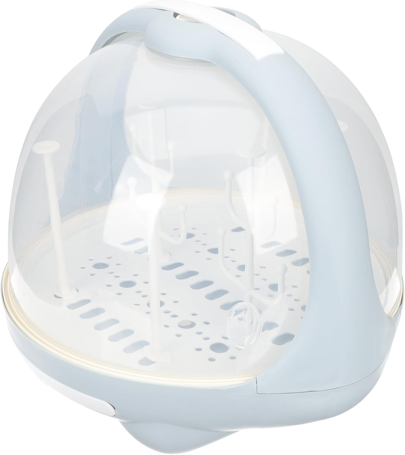 Bottle Drying Rack and Storage Box for Infants with Dustproof Cover, Blue Nursing Bottle Organizer and Draining Container for Newborn Feeding Accessories