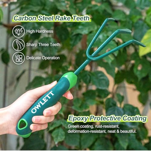 Rastrillo manual para jardín de 3 púas con mango ergonómico miniatura 3