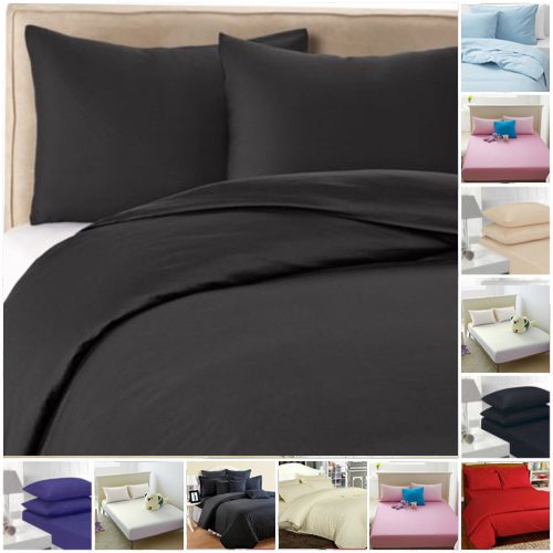 Highliving - Funda de edredón, Negro, Single Duvet Cover + 1 Pillow