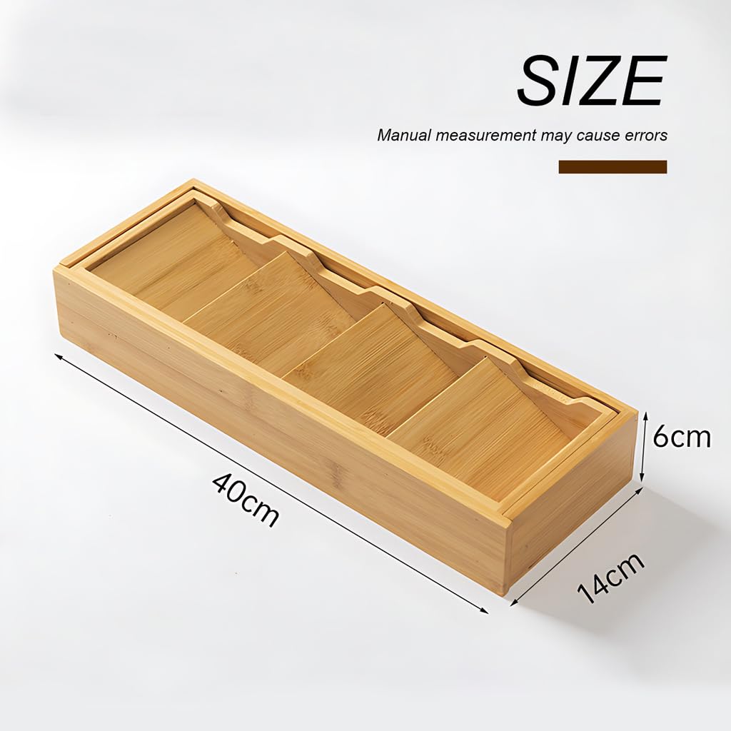 Erweiterbarer Schubladen-Organizer aus Bambus für Küchenutensilien, Besteckkasten, Aufbewahrungslösung aus Holz, 40 cm, Küchenschubladen-Trennwand, umweltfreundliches Küchenzubehör