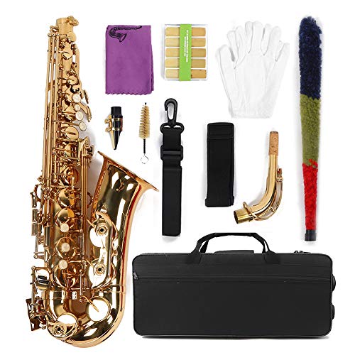 Saxofone Alto 802 Dourado E-flat Sax Branco Botão Sax Instrumento musical de sopro esculpido à mão