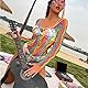 Damen Regenbogen Durchsichtig Fischnetz Body Rückenfrei Langarm Bodysuit Einteiler Babydoll Bunte Mesh Netz Bodycon Rave Festival Gogo Clubwear Nachtwäsche Reizwäsche Negligee Dessous Langarm