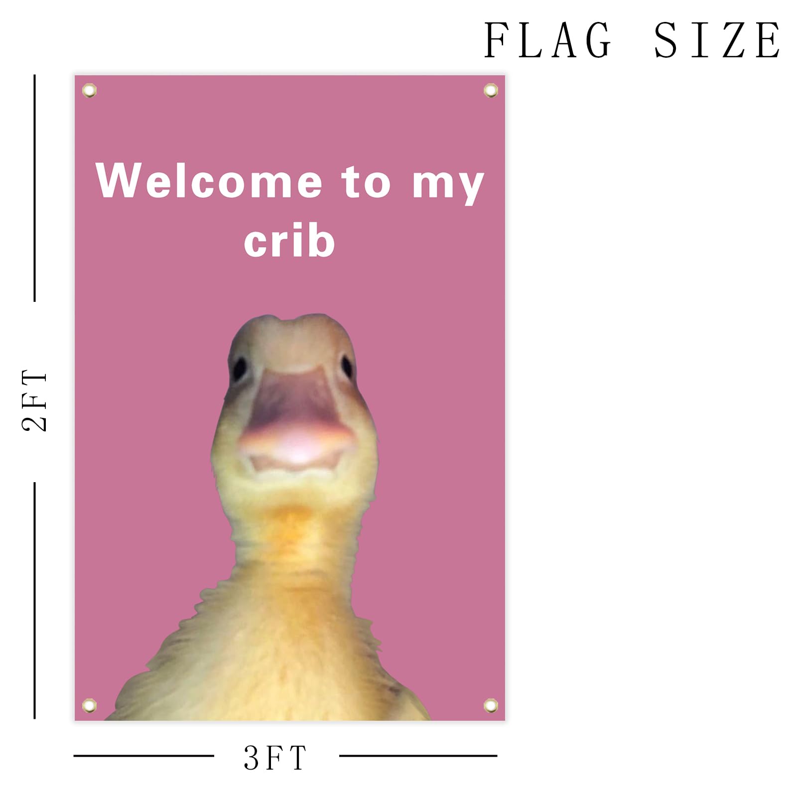 Muurvlag  , Welcome to My Crib-vlag - Grappige hangende polyester mannenholtemuur eendenvlag, decoratieve wandborden met messing ogen, interessante woondecoratie voor drukke ruimtes