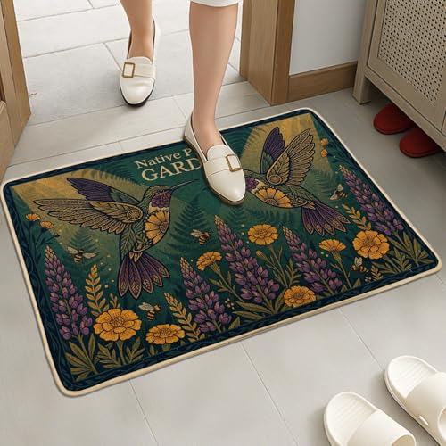 Paillasson colibri fleurs abeilles intérieur extérieur tapis porche lavable - 6