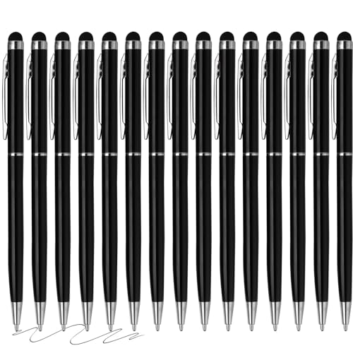 FIRCRE 15 Pack Stylus Pens for Touch Screens Stylus Pen Compatible with Phone Tablets Kindle and Black Ink Ballpoint Pens-2 in 1 Stylists pens for Touch Screens (Black)