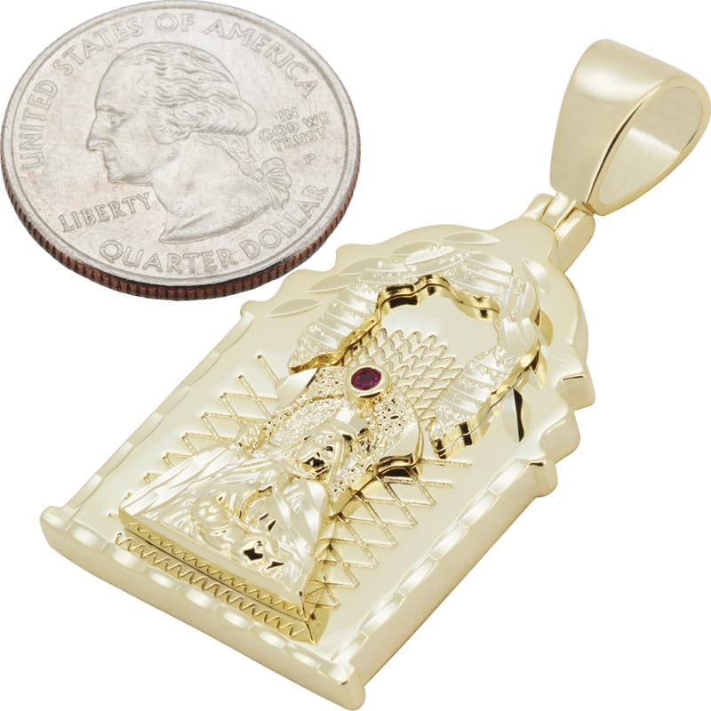 14k Yellow/White Gold Plated AAA Cubic Zirconia Virgin Mary Medallion Pendant
