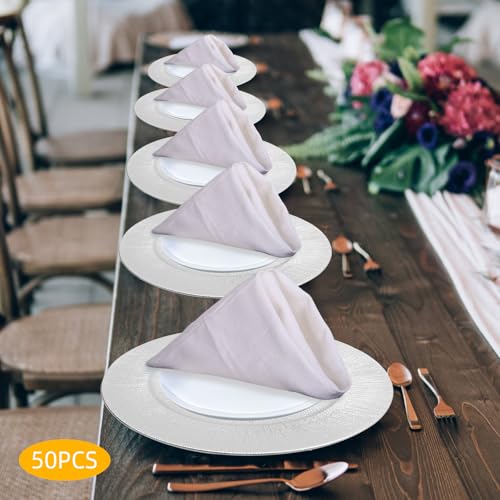 50 Platos Cargadores Plásticos Ronda 13'' Plateados miniatura 2