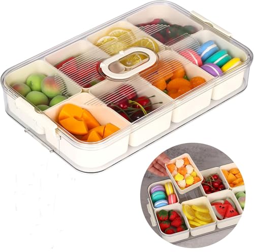 Rilime Gewürzregale, Drehteller Organizer, Küchen Kühlschrank Organizer,Gewürz Organizer mit 8 fächern, Aufbewahrungsbox für Snacks Süßwaren Kekse Nüsse Früchte