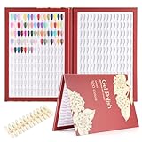 NMKL38 320 Nail Colors Chart Nail Gel Polish Display Book with 480 False Nail Tips Professional Salon Nail Color Swatches Nail Practice Card Board (Red)