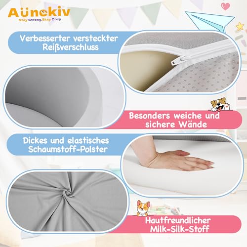 Aunekiv Bällebad für Baby ab 1 Jahr ohne Bälle, 90x30 cm Bällepool Ballgruben Spielzeug für Kleinkinder, Grau