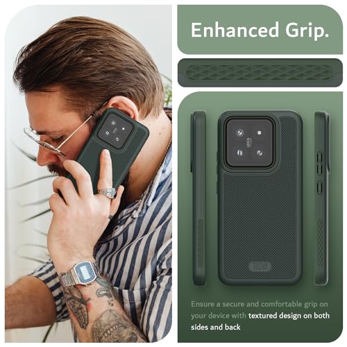 Image of TUDIA DualShield Grip Designed for Xiaomi 14 5G Back Cover (2024), [MergeGrip] Military Grade Dual Layer Shockproof Slim Tough Heavy Duty Protection - Pine Green