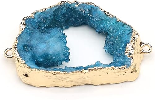 Miniatura 5 de LE SKY Conectores de piedra natural coloridos irregulares druzy geoda ágata borde dorado encanto de enlace de piedra para hacer joyas collar