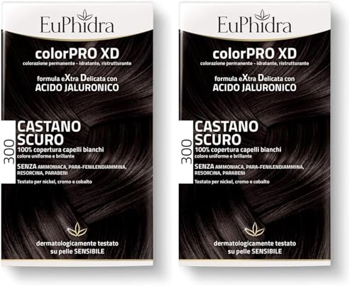 Euphidra ColorPro XD, 300 Castano Scuro, Gel Colorante - 50 ml, Base con Acido - 50, Balsamo - 20 - Totale: 120 gr (Confezione da 2)