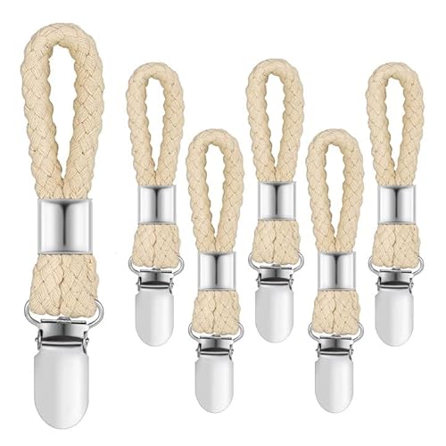 6 Clip Porta Asciugamani in Cotone e Ferro Materiale,Portasalviette per Appendere Gli Asciugamani, Gancio a Clips per Strofinacci da Tè, Clip per Asciugamani Stoffa, Calze, Guanti