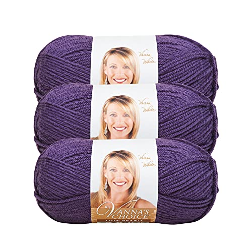 Image of Lion Brand Yarn, Vanna's Choice Crochet Yarn, Purple, Purple, 3 Pack