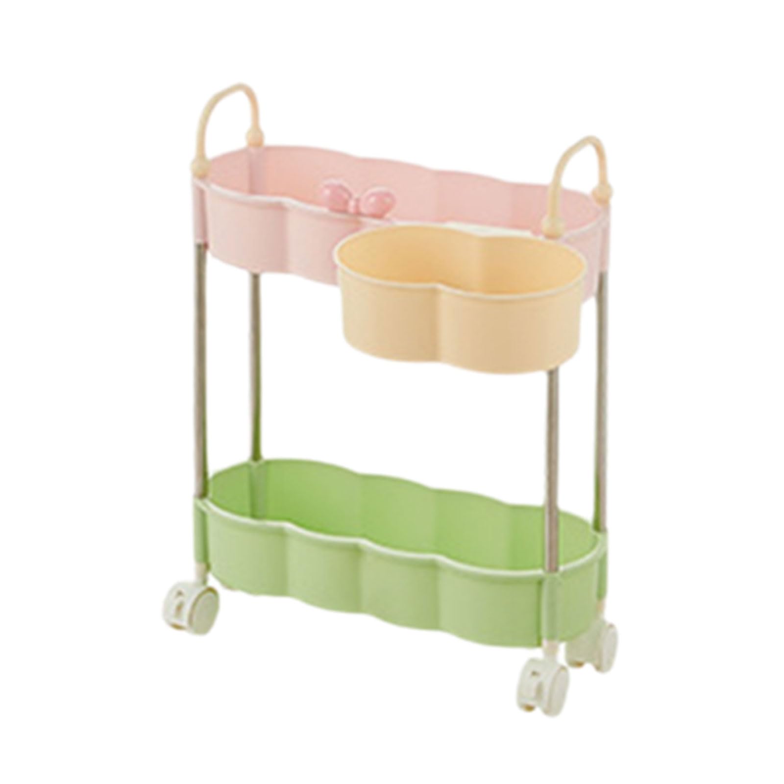 Portable 2/3 / 4 Shelves Utility Cart with Large Capacity Baskets and Lockable for Home Laundry Room Storage Storage Cart