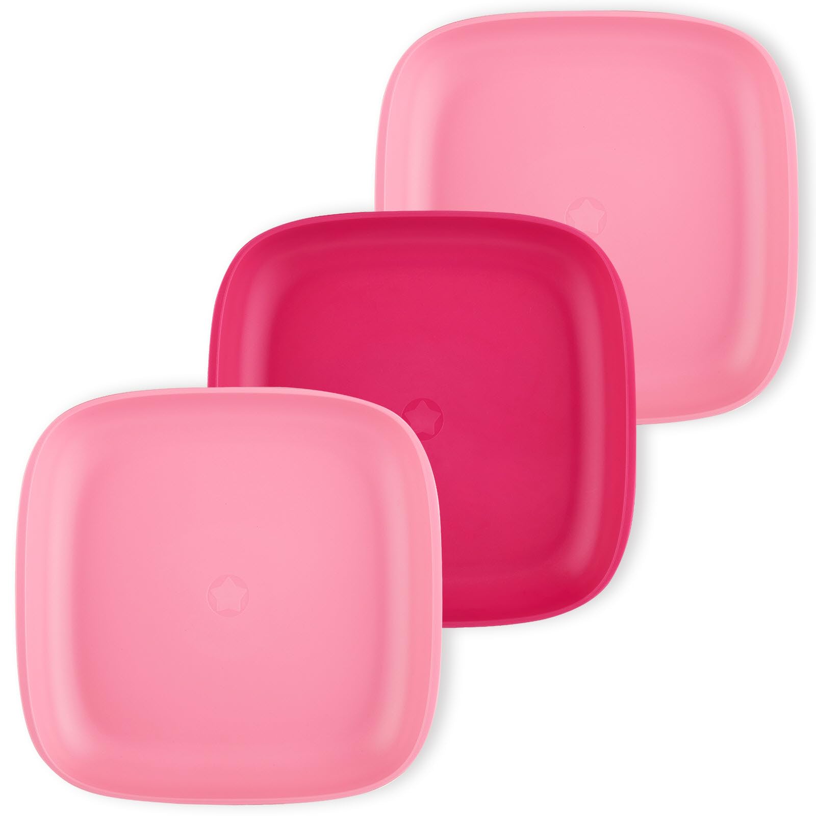 ZUCKERROHR Kinder Teller 3er Pack (20 cm) - Bio Geschirr für Kleinkinder - LFGB & USDA zertifiziert - Mikrowellen und Spülmaschinenfest - BPA-frei, Wiederverwendbar, Leicht & Bruchfest - Rosa