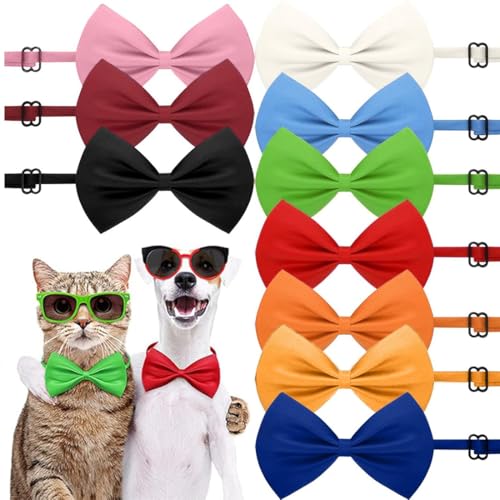 10 Pezzi Collari in 10 Colori,Papillon Bowknot per Cani da Compagnia,Collare Regolabile per Cani con Fiocco Regolabile,Collare per cani con papillon,Durevole e confortevole collare in cotone per