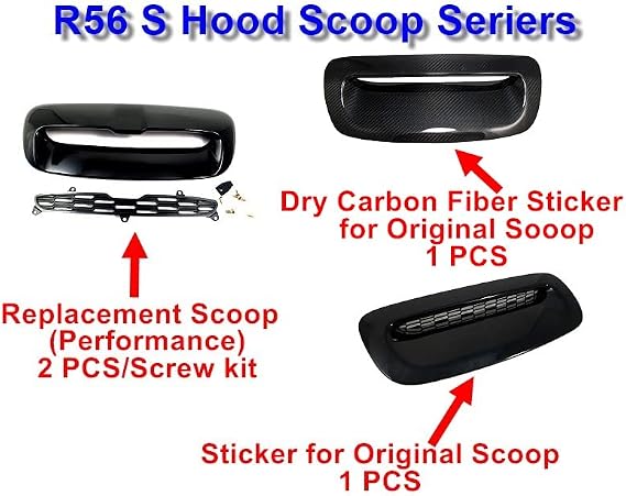 ATEX Glossy Black Hood Scoop Vent Cover for COOPER S MK2 R56 2007~2013