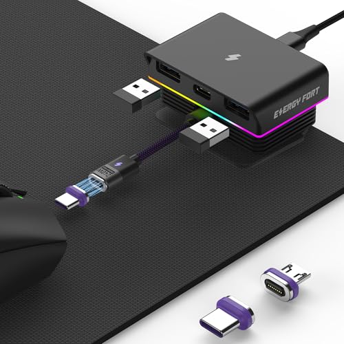 Stazione di ricarica magnetica per mouse wireless Logitech MX Master 3S,G PRO X SUPERLIGHT 2,G502 X PLUS,Razer Viper V3 Pro,Dock di ricarica RGB per mouse compatibile con porte Type-C e Micro USB