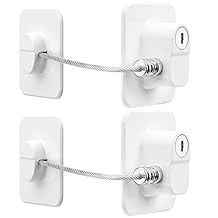 Fridge Lock, 2PCS Upgraded Refrigerator Lock for Freezer, Cabinets and Drawers, Air Fryer, Closets, Windows, Doors, Durable ABS with Adhesive Backing, Easy Install, No Tools Needed, White