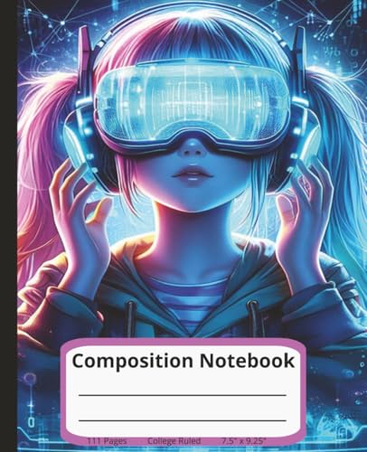 Anime Girl Composition Notebook Wide Ruled: Wide Ruled Journal for School, Writing, Notes and Journaling | Cute Aesthetic Notebook for Kids, Teens & Anime Lovers image 2