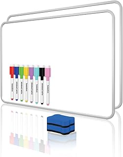 Dry Erase Whiteboard, DumanAsen Double Sided White Board with Dry Erase Pens and Eraser, Lapboard for Children (30x21cm), Gray 2 Pack