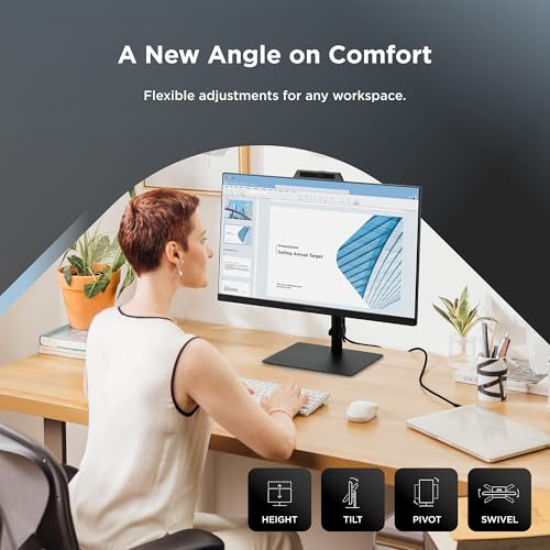 Image of ViewSonic VG2441V 24 Inch 1080p Monitor, IPS Display with Windows Hello, Built-in Microphone, and IR 5MP Webcam for Smooth Video Conferencing, Advanced Ergonomics, USB-C, HDMI, and DisplayPort Inputs