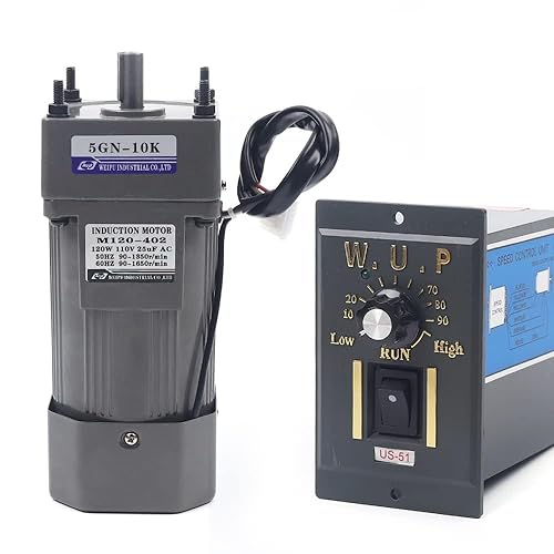 Miniatura 7 de Motor de alto par de CA, motor eléctrico monofásico reversible de 110 V 120 W con controlador ajustable de velocidad variable motor engranado por