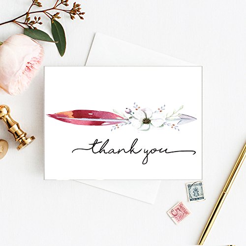 Boho Thank You Cards - 48-Count Modern Chic Thank You Notes, Bulk Thank You Cards with Envelopes, 4 x 6 Blank Notecards for Bridal Shower/Baby Shower/Wedding All Occasions - Thumbnail 7